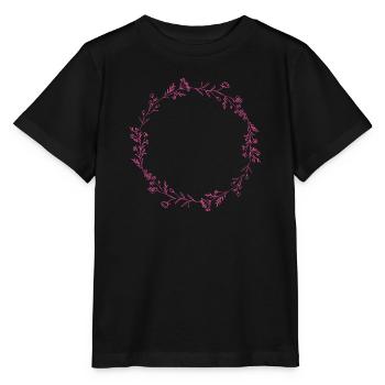 Blütenkreis aus pinken Blumen - Stanley/Stella Kinder T-Shirt MINI CREATOR  - Schwarz - Vorne - Mikhail (115cm)