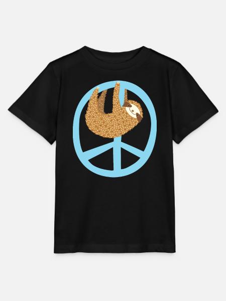 Faultier Peacezeichen - Stanley/Stella Kinder T-Shirt MINI CREATOR  - Schwarz