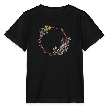 Hexagon decorated with flowers - Stanley/Stella MINI CREATOR Kids’ T-Shirt - black - Front - Mikhail (115cm)
