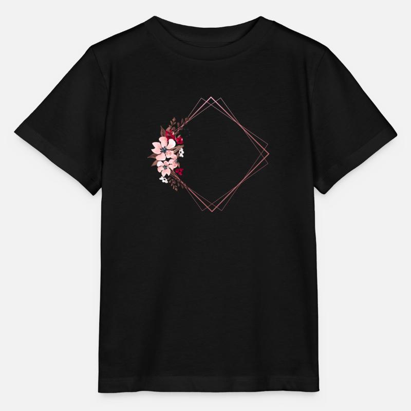 Fleurs dans un cadre rectangulaire / Tons roses - T-shirt bio MINI CREATOR Stanley/Stella Enfant - noir