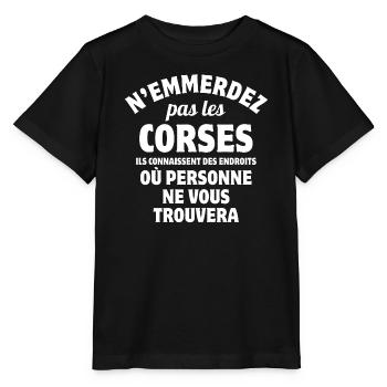 Corse, j'aime la Corse, je suis Corse - T-shirt bio MINI CREATOR Stanley/Stella Enfant - noir - Devant - Mikhail (115cm)