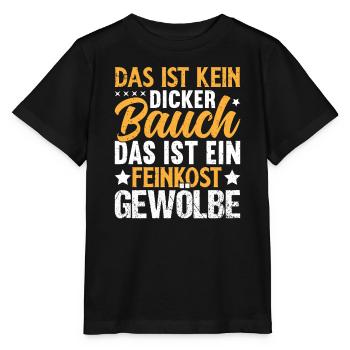 Humorous saying about the belly - Stanley/Stella MINI CREATOR Kids’ T-Shirt - black - Front - Mikhail (115cm)