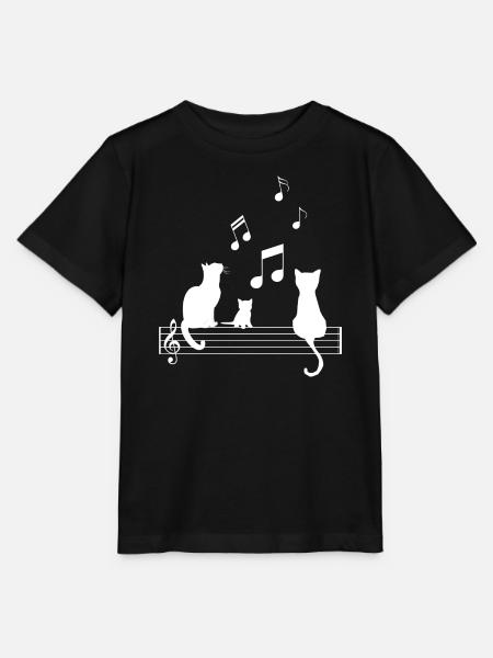 T Shirt Katze Lustige Notiz Musik Noten - Stanley/Stella Kinder T-Shirt MINI CREATOR  - Schwarz