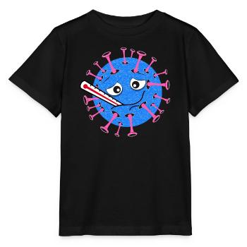 Sick Virus – Dessin animé avec thermomètre clinique - T-shirt bio MINI CREATOR Stanley/Stella Enfant - noir - Devant - Mikhail (115cm)