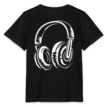 Headphones Illustration - Musicians, DJs and Beats - Stanley/Stella MINI CREATOR Kids’ T-Shirt - black - Front - Mikhail (115cm)