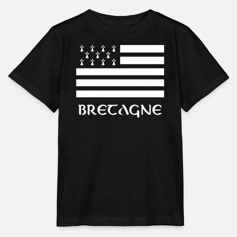 T Shirt BRETAGNE Drapeau Breton - T-shirt bio MINI CREATOR Stanley/Stella Enfant - noir