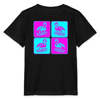 Flamingo Wellen Pop Art - Stanley/Stella Kinder T-Shirt MINI CREATOR  - Schwarz - Vorne - Mikhail (115cm)