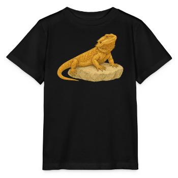 Gelbgecko auf Felsen - Stanley/Stella Kinder T-Shirt MINI CREATOR  - Schwarz - Vorne - Mikhail (115cm)
