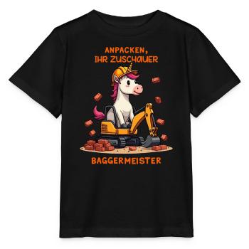 Maître excavatrice licorne - T-shirt bio MINI CREATOR Stanley/Stella Enfant - noir - Devant - Mikhail (115cm)