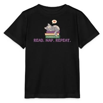Reading and cats. Perfect life - Stanley/Stella MINI CREATOR Kids’ T-Shirt - black - Front - Mikhail (115cm)