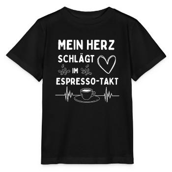 My heart beats to the espresso beat - Stanley/Stella MINI CREATOR Kids’ T-Shirt - black - Front - Mikhail (115cm)