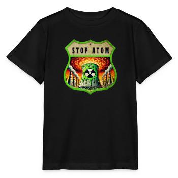 Stop Atom Wappen Design - Stanley/Stella Kinder T-Shirt MINI CREATOR  - Schwarz - Vorne - Mikhail (115cm)
