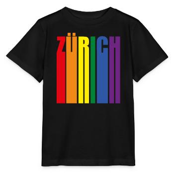 Zürich Regenbogen Pride LGBT - Stanley/Stella Kinder T-Shirt MINI CREATOR  - Schwarz - Vorne - Mikhail (115cm)