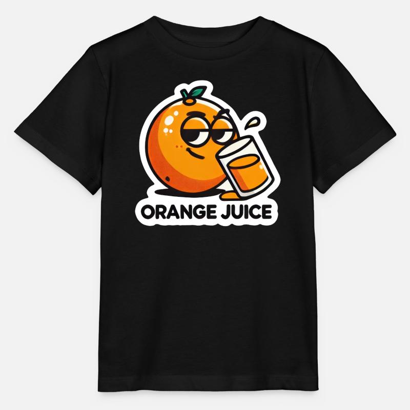 « Jus d’orange » Boisson aux agrumes de dessin animé amusant - T-shirt bio MINI CREATOR Stanley/Stella Enfant - noir