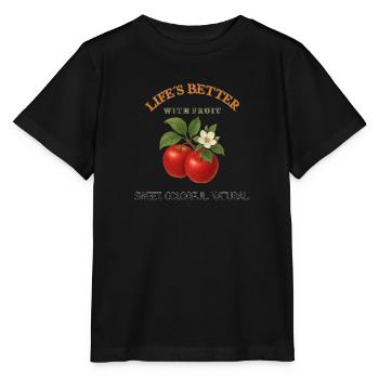 Life is better with crispy apples and retro-fresh style - Stanley/Stella MINI CREATOR Kids’ T-Shirt - black - Front - Mikhail (115cm)