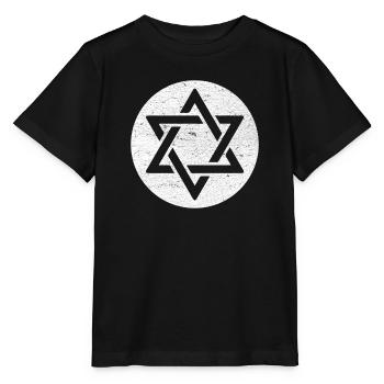 Étoile de David en cercle blanc - T-shirt bio MINI CREATOR Stanley/Stella Enfant - noir - Devant - Mikhail (115cm)