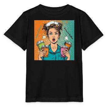 Chaos im Dienst. Ruhe im Kaffee. - Stanley/Stella Kinder T-Shirt MINI CREATOR  - Schwarz - Vorne - Mikhail (115cm)
