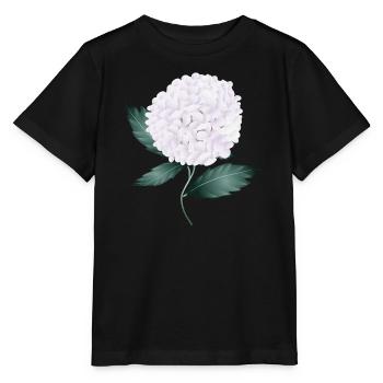 Weiße Hortensienblüte – Eleganz und Leichtigkeit - Stanley/Stella Kinder T-Shirt MINI CREATOR  - Schwarz - Vorne - Mikhail (115cm)