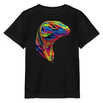 Monitor lizard, reptile, Komodo dragon, banded monitor lizard, lizard - Stanley/Stella MINI CREATOR Kids’ T-Shirt - black - Front - Mikhail (115cm)