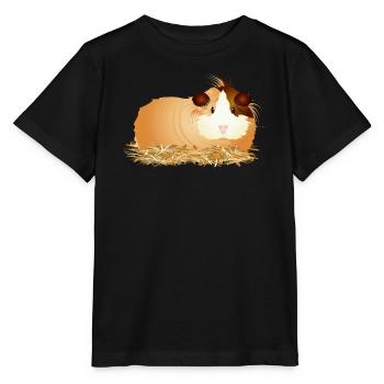 süßes Meerschweinchen liegt gemütlich im Stroh - Stanley/Stella Kinder T-Shirt MINI CREATOR  - Schwarz - Vorne - Mikhail (115cm)