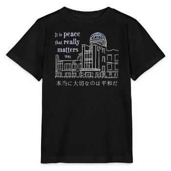 Hiroshima, Monument de la Paix, Dessin à la main Japon - T-shirt bio MINI CREATOR Stanley/Stella Enfant - noir - Devant - Mikhail (115cm)