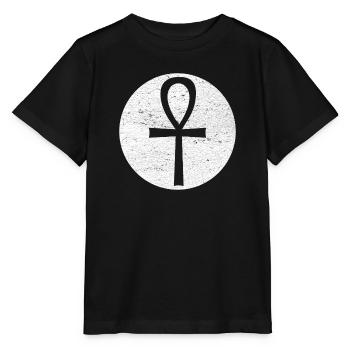 Ägyptisches Kreuz Ankh im weißen Kreis - Stanley/Stella Kinder T-Shirt MINI CREATOR  - Schwarz - Vorne - Mikhail (115cm)