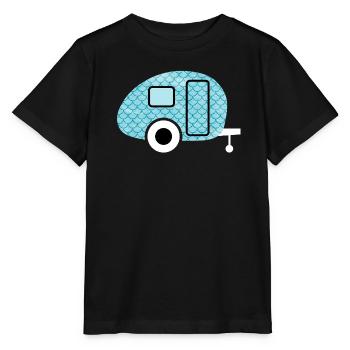 Caravan Fisch Camping Wohnwagen Schuppen Muster - Stanley/Stella Kinder T-Shirt MINI CREATOR  - Schwarz - Vorne - Mikhail (115cm)