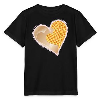 Gaufres cœur au sucre en poudre et bord dentelle - T-shirt bio MINI CREATOR Stanley/Stella Enfant - noir - Devant - Mikhail (115cm)