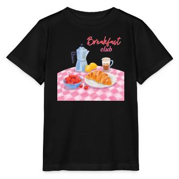Breakfast Club Petit-déjeuner avec croissant et café - T-shirt bio MINI CREATOR Stanley/Stella Enfant - noir - Devant - Mikhail (115cm)