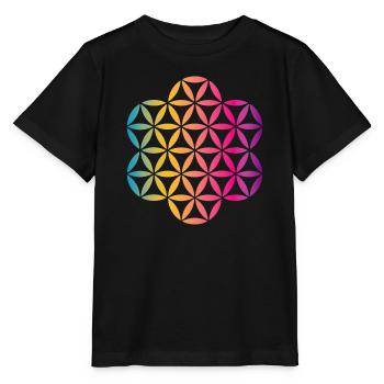 Yoga Flower of Life Flower of Life Mandala colorful - Stanley/Stella MINI CREATOR Kids’ T-Shirt - black - Front - Mikhail (115cm)