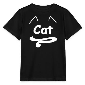 Katzen schwanz mit Spruch"Cat" Minimalstil - Stanley/Stella Kinder T-Shirt MINI CREATOR  - Schwarz - Vorne - Mikhail (115cm)