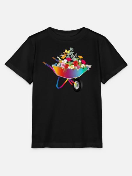 Bunte Schubkarre mit Blumenpracht - Stanley/Stella Kinder T-Shirt MINI CREATOR  - Schwarz