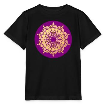 Ornement de Yoga Fleur Soleil Mandala Cercle Or om - T-shirt bio MINI CREATOR Stanley/Stella Enfant - noir - Devant - Mikhail (115cm)