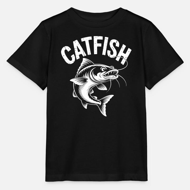 Conception de pêche d’aventure au poisson-chat - T-shirt bio MINI CREATOR Stanley/Stella Enfant - noir