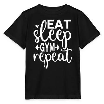 Eat Sleep Gym Repeat - Fitness Lifestyle - Stanley/Stella Kinder T-Shirt MINI CREATOR  - Schwarz - Vorne - Mikhail (115cm)