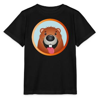 Vilain castor avec la langue qui sort - T-shirt bio MINI CREATOR Stanley/Stella Enfant - noir - Devant - Mikhail (115cm)