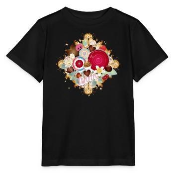 Chocolates in ornamental design with delicate flowers - Stanley/Stella MINI CREATOR Kids’ T-Shirt - black - Front - Mikhail (115cm)