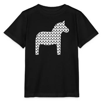 Dala Cheval Tricot Motif Cosy Hygge Cheval Scandi - T-shirt bio MINI CREATOR Stanley/Stella Enfant - noir - Devant - Mikhail (115cm)