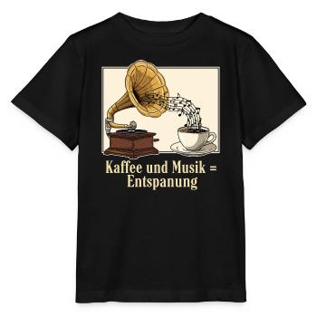 Kaffee und Musik = Entspannung - Stanley/Stella Kinder T-Shirt MINI CREATOR  - Schwarz - Vorne - Mikhail (115cm)