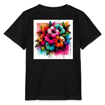 Hibiscus Flowers - Stanley/Stella MINI CREATOR Kids’ T-Shirt - black - Front - Mikhail (115cm)