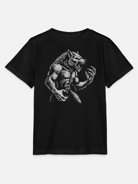 Grimmiger Warewolf Illustration - Stanley/Stella Kinder T-Shirt MINI CREATOR - Schwarz
