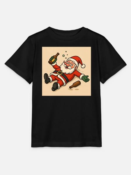 Humorvoller Weihnachtsmann mit Flaschentrinken - Stanley/Stella T-shirt MINI CREATOR til børn - sort