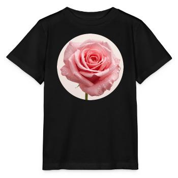 Delicate rose blossom with water drops - Stanley/Stella MINI CREATOR Kids’ T-Shirt - black - Front - Mikhail (115cm)
