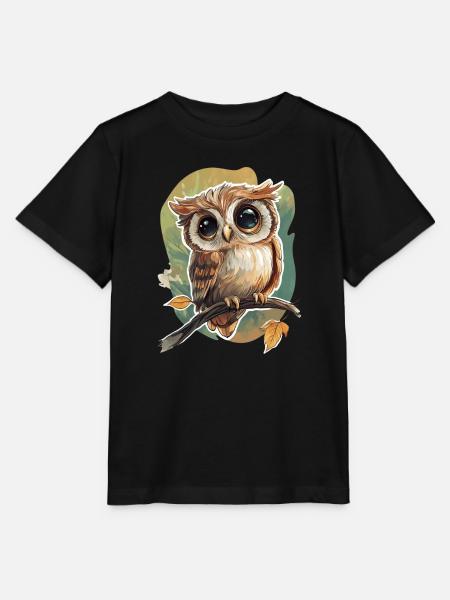 Eule - Stanley/Stella Kinder T-Shirt MINI CREATOR  - Schwarz