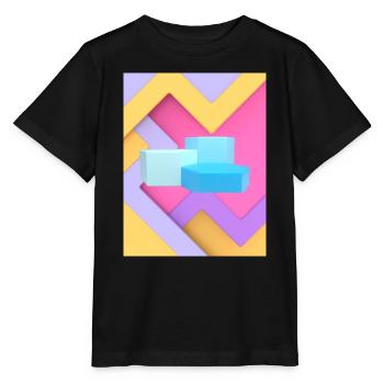 Pastellfarbenes geometrisches Pod-Design - Stanley/Stella Kinder T-Shirt MINI CREATOR  - Schwarz - Vorne - Mikhail (115cm)