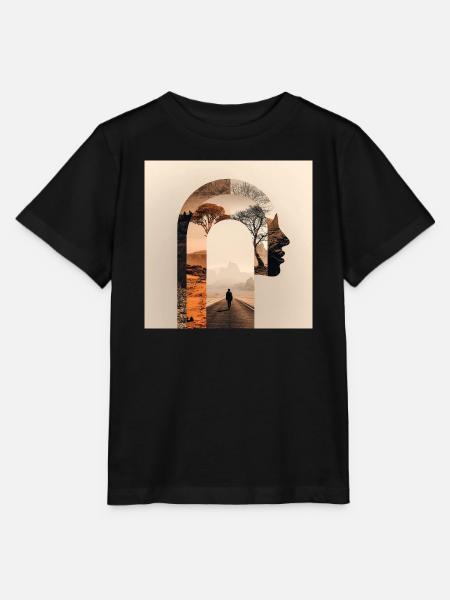 Introspektive Reise mit Natursilhouette - Stanley/Stella Kinder T-Shirt MINI CREATOR - Schwarz