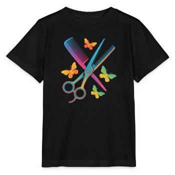 Hairdresser Scissors Comb Butterfly - Stanley/Stella MINI CREATOR Kids’ T-Shirt - black - Front - Mikhail (115cm)