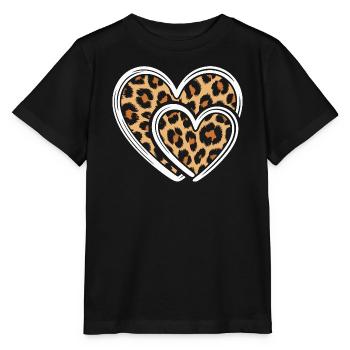 Coeur avec imprimé léopard - T-shirt bio MINI CREATOR Stanley/Stella Enfant - noir - Devant - Mikhail (115cm)