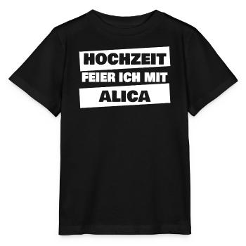 Célébration de mariage moi avec Alicia - T-shirt bio MINI CREATOR Stanley/Stella Enfant - noir - Devant - Mikhail (115cm)