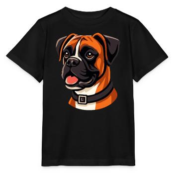Portrait de chien boxeur expressif - T-shirt bio MINI CREATOR Stanley/Stella Enfant - noir - Devant - Mikhail (115cm)